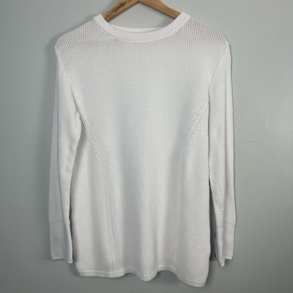 Blarney woollen Mills White Cotton Knit Button sleeve sweater size large - Picture 1 of 6